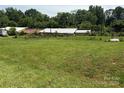 Large, grassy backyard with chain link fence and multiple outbuildings, offering ample space and potential at 1821 Beaman St, Shelby, NC 28152
