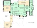 Detailed first floor plan showcasing the layout of the home, including living spaces and garage at 5015 Hardison Rd, Charlotte, NC 28226