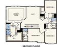 Second floor plan featuring the owner's suite, loft, three additional bedrooms, and two full bathrooms at 7004 Stella Pl, Stanley, NC 28164