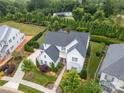 Stunning aerial view of a modern farmhouse with well-manicured lawn and landscaping at 2026 Thatcher Way, Fort Mill, SC 29715