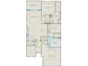 Floor plan showcasing an open-concept living space, three bedrooms, and a two-car garage at 1022 Paddlers Way # 136, Belmont, NC 28012