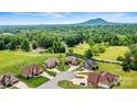 Aerial view of property in a serene neighborhood surrounded by lush greenery and mature trees at 5163 Meadow Park Ln, Hickory, NC 28602