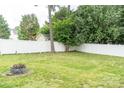 Spacious fenced backyard with green lawn and a fire pit, ideal for outdoor activities and relaxation at 435 Riverwalk Nw Dv, Concord, NC 28027