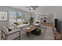 Bright living room featuring contemporary furnishings, neutral decor, and a seamless open-concept design at 1111 Balcorn Pl, Charlotte, NC 28214
