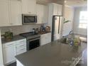 Modern kitchen featuring stainless steel appliances, gray countertops, and white cabinetry at 3007 Citizens Ln, Charlotte, NC 28205