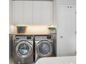Efficient laundry room features modern washer and dryer, ample storage, and bright lighting at 3721 Conway Ave, Charlotte, NC 28209