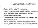 Information list showing upgrades to lighting, HVAC system, flex room, paint, and bathroom at 15515 Laverack Ln, Davidson, NC 28036
