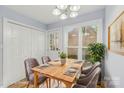 Charming dining room with a wooden table, seating for four, and a bright window view at 5414 Leaford Ct, Charlotte, NC 28227