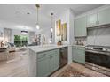 Modern kitchen features marble countertops, a kitchen island, and stainless steel appliances, perfect for cooking and entertaining at 630 Calvert St # 111, Charlotte, NC 28208