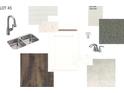 Kitchen material board with sink, faucet, flooring and cabinet samples at 1074 Bull Dog Ln, Wingate, NC 28174
