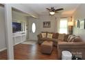 Inviting living room featuring a comfortable sofa, built-in shelving, and natural lighting at 3505 Valley Dr, Chester, SC 29706