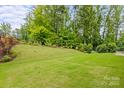 Expansive, well-maintained backyard featuring lush green grass and mature trees providing privacy at 219 Broadleaf Dr, Denver, NC 28037