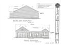 Front and side elevation of a single story home blueprint with architectural details and design at 63 Cornerstone Dr, Taylorsville, NC 28681
