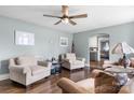 Cozy living room with hardwood floors and ceiling fan at 1266 18Th Ne St, Hickory, NC 28601