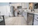 Modern kitchen featuring stainless steel appliances, white cabinetry, and a stylish backsplash at 19182 Mallard Dr, Fort Mill, SC 29707