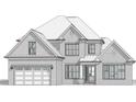 Detailed architectural rendering of a two-story brick home with a two-car garage and covered entrance at 4622 Serenity Woods Ct, Charlotte, NC 28216