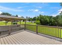 Spacious wooden deck offering a great view of the backyard and surrounding greenery at 245 Enwood Dr, Charlotte, NC 28214