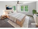 Comfortable bedroom with neutral tones, soft carpet, and two large windows at 1680 Trentwood Dr, Fort Mill, SC 29715
