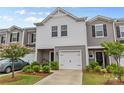 Charming townhome showcasing a well-maintained front lawn, an attached garage, and blooming landscaping at 524 Tayberry Ln, Fort Mill, SC 29715