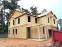 Exterior view of a new construction home featuring the framework, highlighting the building process and potential at 9864 Quercus Ln, Huntersville, NC 28078