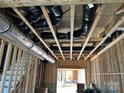 Unfinished basement of a new home showcasing exposed ductwork and wooden framing prior to drywall installation at 419 Devender Ne Ln # 3, Charlotte, NC 28217