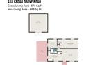 Detailed floor plan showcases layout including living room, bedrooms, and kitchen with patio at 418 Cedar Grove Rd, Clover, SC 29710