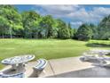 Expansive backyard with lush greenery and patio seating area, ideal for outdoor relaxation and entertaining at 604 Palmerston Ln, Waxhaw, NC 28173