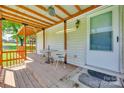 Covered back porch with wooden deck, ideal for outdoor dining and relaxation at 426 Valley St, Stanley, NC 28164