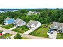 Aerial shot of a neighborhood with well-maintained lawns and tree-lined streets at 18619 Mainsail Ct, Lancaster, SC 29720