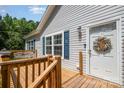 Home entryway with deck, blue shutters, and white door at 5720 Enochville School Rd, Kannapolis, NC 28081