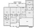 Detailed floor plan showcasing a spacious primary bedroom, kitchen, Gathering room, and a three-bay garage at 0000 Milling Rd, Rock Hill, SC 29730