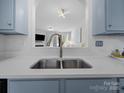 Modern kitchen sink with stainless steel faucet and stylish blue cabinetry, offering a sleek design at 4607 Silk Tree Ln, Rock Hill, SC 29732