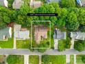 Aerial view of the property showing the layout, landscaping, and surrounding neighborhood at 256 Rose St, Mooresville, NC 28117