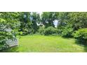 The backyard is a lush green lawn surrounded by the beauty of mature trees at 600 College Ave, Rock Hill, SC 29730