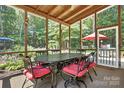 Screened porch with dining set, perfect for outdoor entertaining overlooking the backyard at 9009 Salford Ct, Huntersville, NC 28078