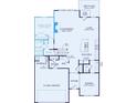 Detailed first floor floorplan featuring a gathering room, cafe, kitchen and two car garage at 1532 Gossage Nw Ln, Concord, NC 28027