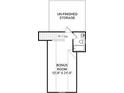 Layout of bonus room and unfinished storage space, featuring stairs and bath at 5123 Raging Creek Dr, Indian Trail, NC 28079