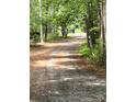 Gravel driveway lined with mature trees provides a private entrance to this home in a wooded setting at 3910 Winter Rd, Rock Hill, SC 29730