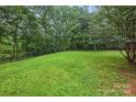 Large, grassy backyard with mature trees and a fenced perimeter offering privacy and space for outdoor activities at 4921 Sierra Dr, Maiden, NC 28650