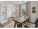 Sunlit office with a rustic wood desk, chair, light walls, decorative globe, and a large window at 4148 Alexander View Dr, Charlotte, NC 28226