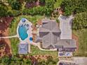An aerial view of the property shows the pool, landscaping, and house layout at 6216 North Rd, York, SC 29745