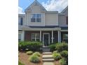 Inviting townhome with brick and vinyl siding, a covered porch, and well-maintained front yard landscaping at 10078 Pergola View Ct, Charlotte, NC 28213
