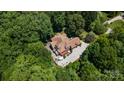 Stunning aerial view of a secluded home surrounded by lush greenery, featuring a large patio and driveway at 849 Savile Ln, Fort Mill, SC 29715