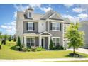 Inviting two-story home featuring a manicured lawn and a classic gray and white facade at 8420 Golden Stone Ln # 138, Fort Mill, SC 29707