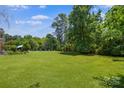 Large backyard with lush green grass and mature trees, backing up to wooded property at 1252 Wendy Rd, Rock Hill, SC 29732