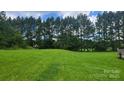 Large grassy field with tall mature trees along the back of the property at 1672 Riverview Rd, Lincolnton, NC 28092