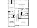 Detailed second floor floorplan of home, showing bedrooms, bathrooms, and upper flex room at 420 Balboa St, Matthews, NC 28104