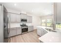 Modern kitchen with stainless steel appliances and light gray cabinets at 12912 Canterbury Castle Dr, Charlotte, NC 28273