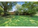 Lush backyard featuring a large shade tree and green lawn creating a serene and private outdoor space at 13909 Idlewild Rd, Matthews, NC 28105