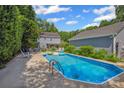 Backyard swimming pool with patio furniture, in a secluded backyard at 4911 Rivergreen Ln, Charlotte, NC 28227